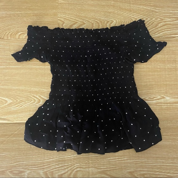 Japna smocked polkadot off shoulder peplum top - Picture 1 of 3